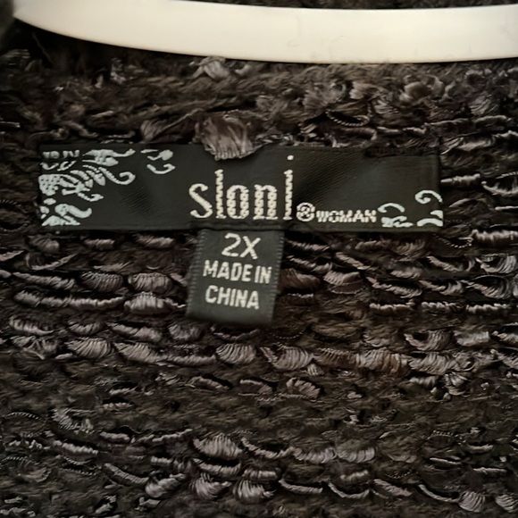 [2XL]Sioni Snap Button Rabbit Fur Trim Mixed Texture Cardigan - Picture 3 of 13